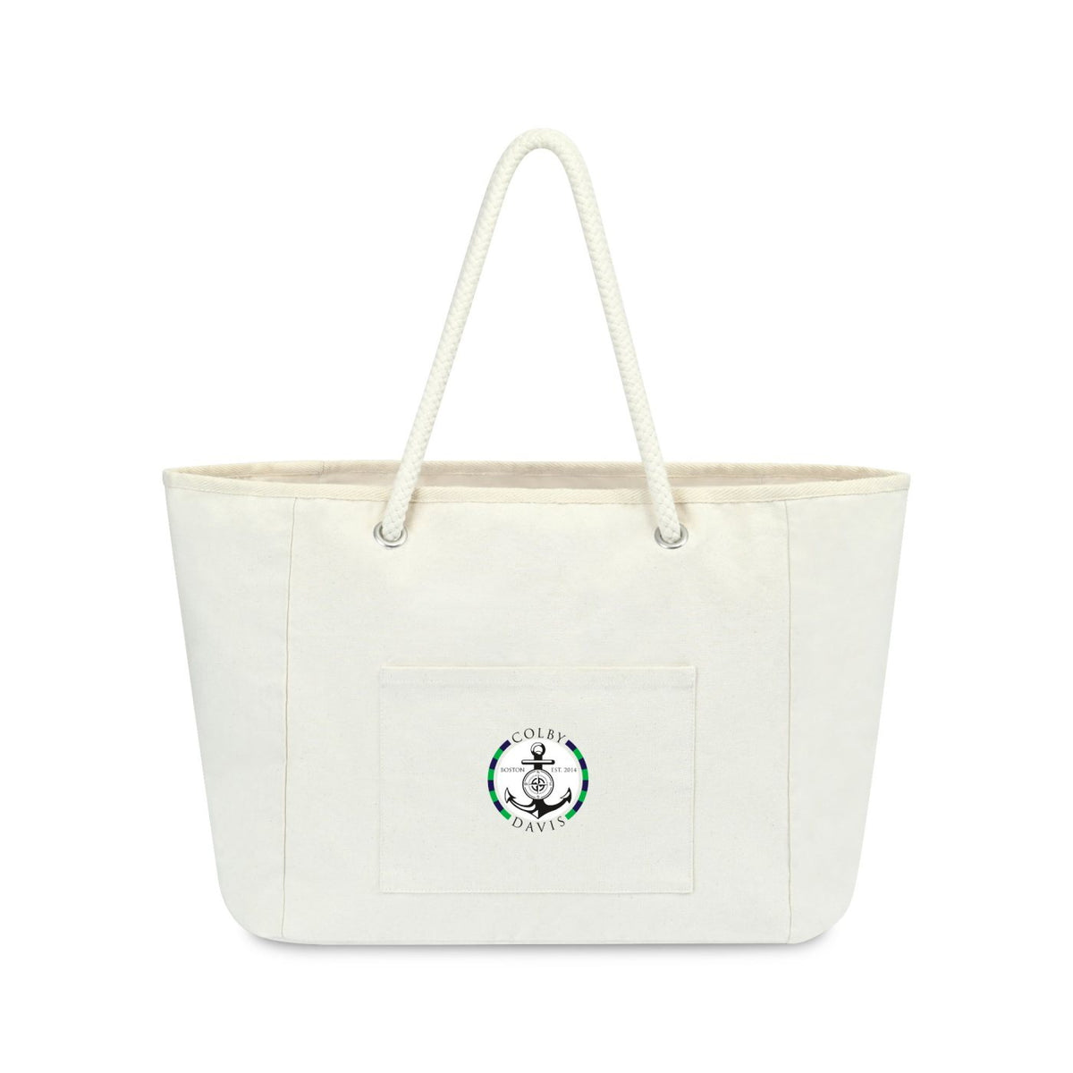 Bayside Recycled Cotton Boat Bag with Rope Handles Embroidery - Natural - View 1