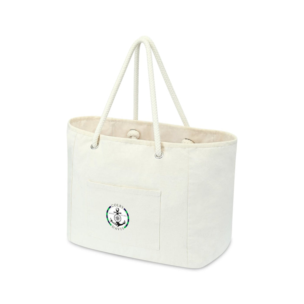 Bayside Recycled Cotton Boat Bag with Rope Handles Embroidery - Natural - View 2