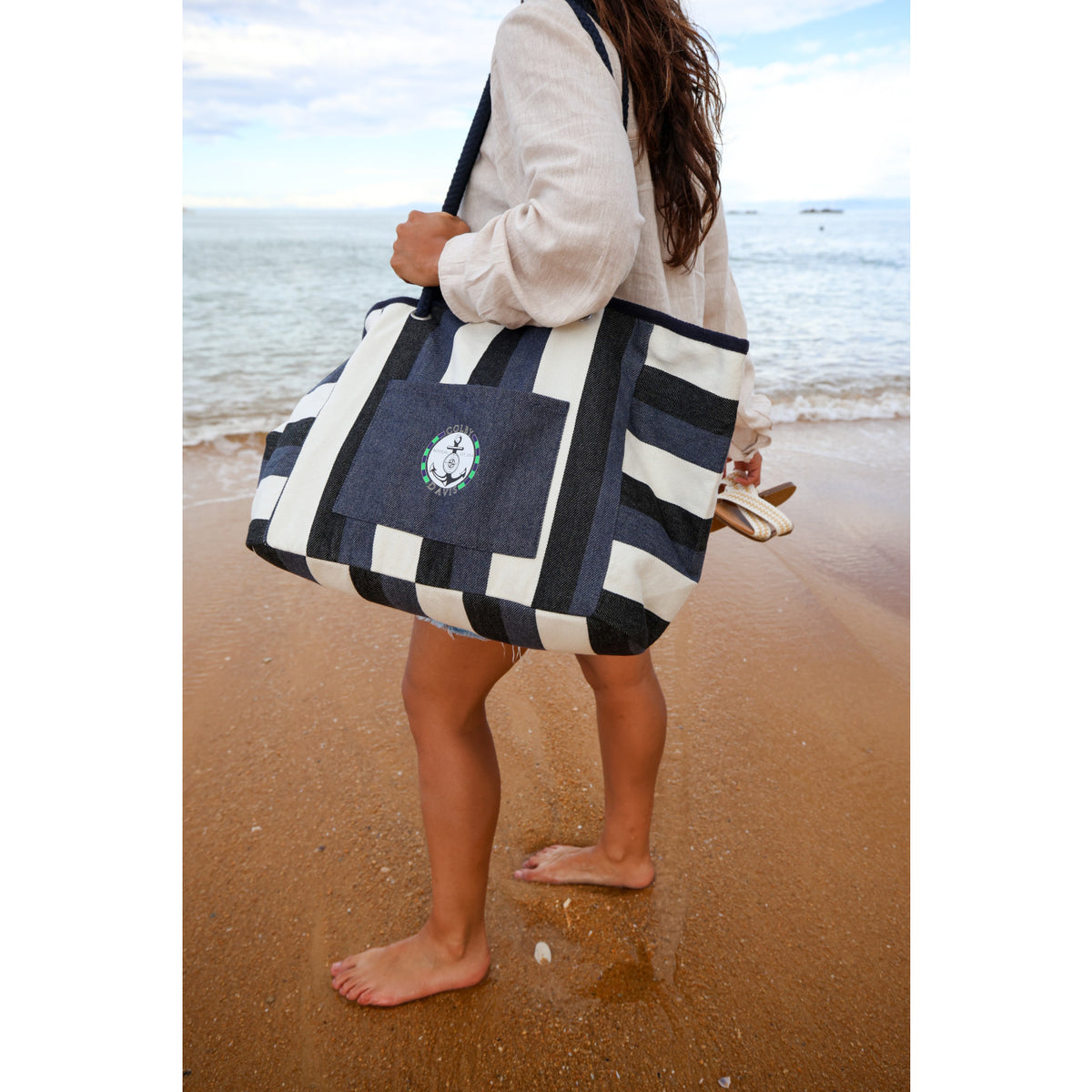Bayside Recycled Cotton Boat Bag with Rope Handles Transfer - Bayside Stripe - View 6