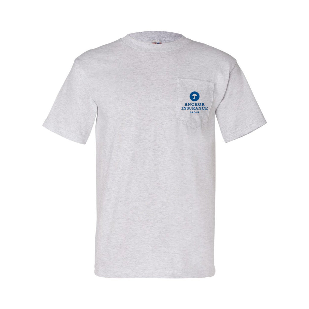 Bayside Unisex USA-Made Pocket T-Shirt - Ash - Front