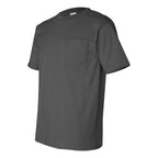 Bayside Unisex USA-Made Pocket T-Shirt - Charcoal - Side