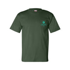 Bayside Unisex USA-Made Pocket T-Shirt - Forest Green - Front