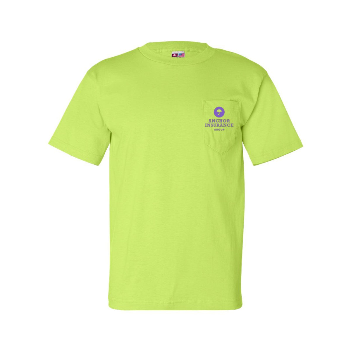 Bayside Unisex USA-Made Pocket T-Shirt - Lime Green - Front