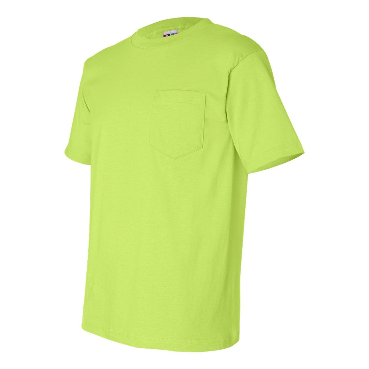 Bayside Unisex USA-Made Pocket T-Shirt - Lime Green - Side