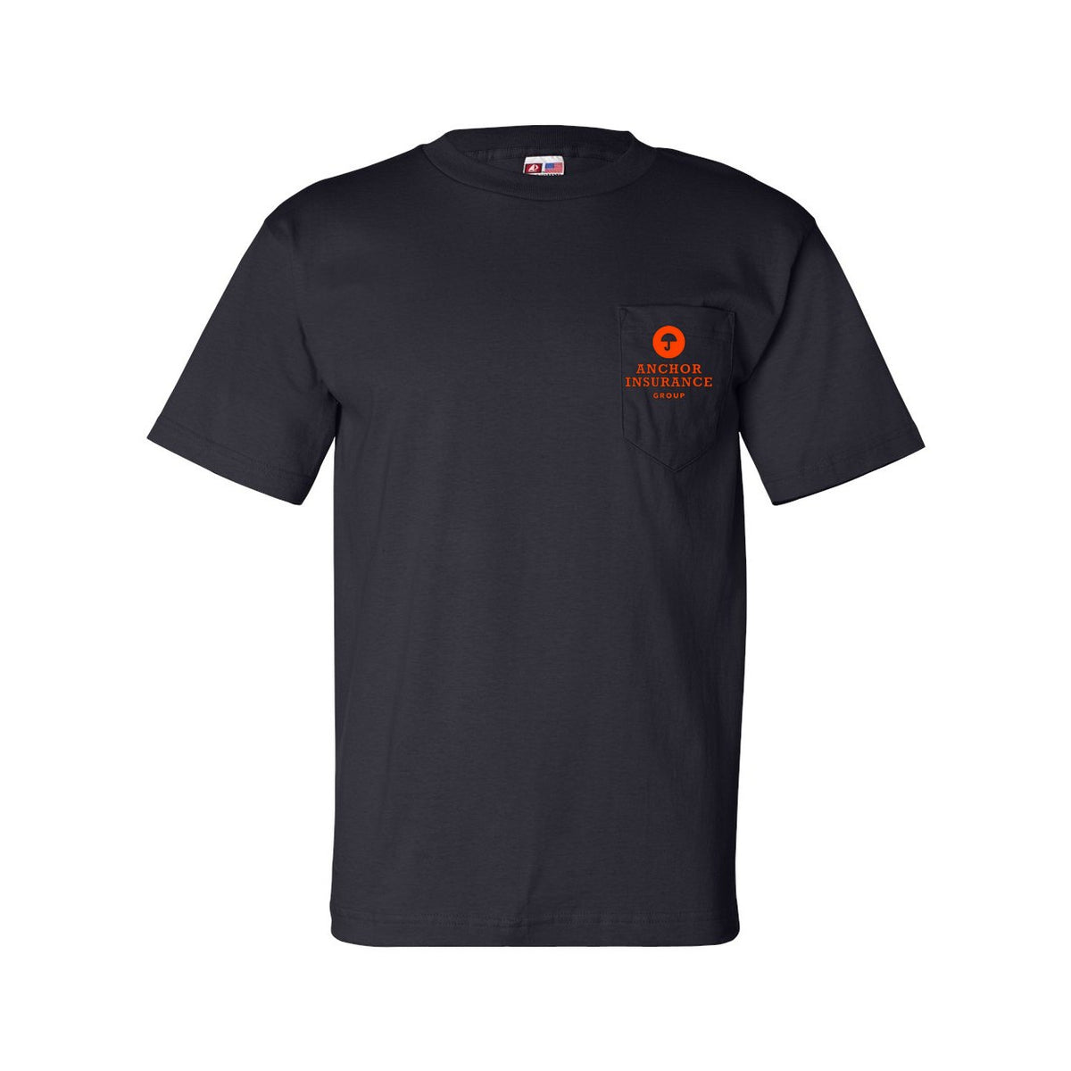 Bayside Unisex USA-Made Pocket T-Shirt - Navy - Front