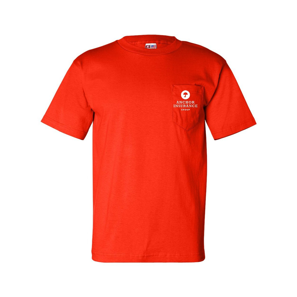 Bayside Unisex USA-Made Pocket T-Shirt - Orange - Front