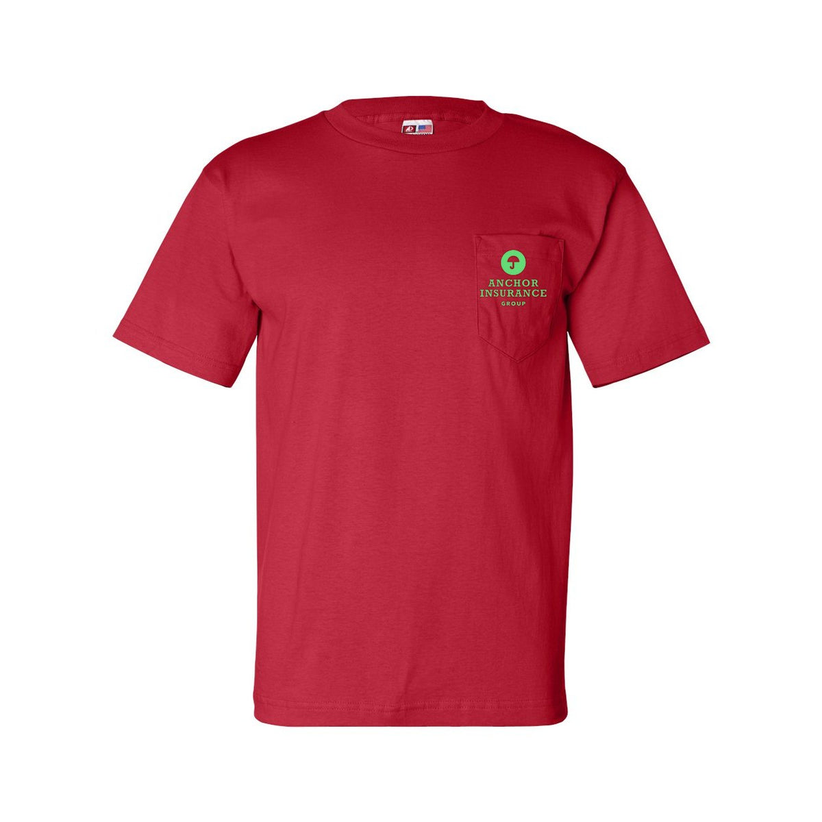 Bayside Unisex USA-Made Pocket T-Shirt - Red - Front