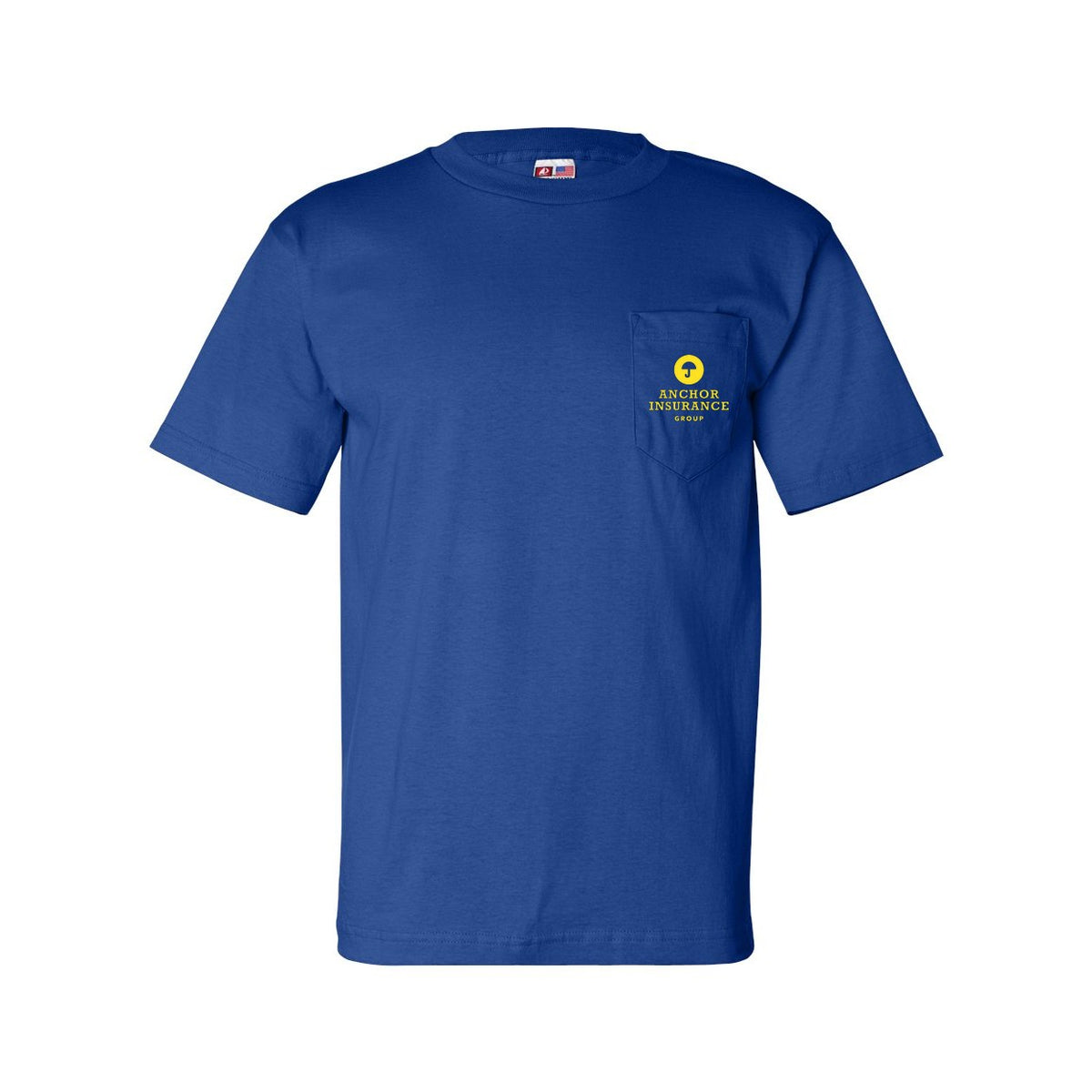 Bayside Unisex USA-Made Pocket T-Shirt - Royal Blue - Front
