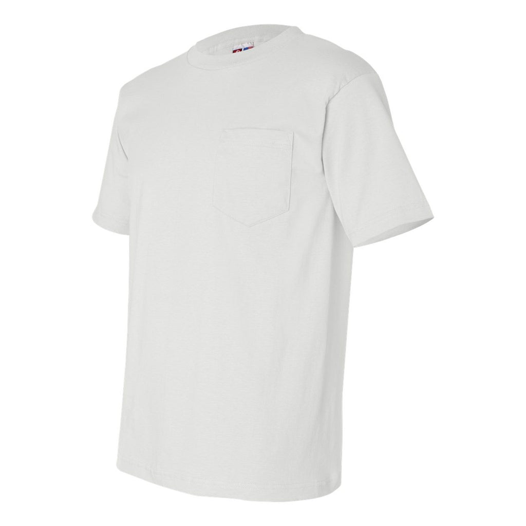 Bayside Unisex USA-Made Pocket T-Shirt - White - Side