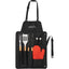 BBQ Apron and Grill Tool Set, 7 Pieces - Black - Front