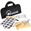BBQ Set with Cutting Board and Plaid Mitt, 5 Pieces Transfer - Black - Front