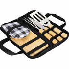 BBQ Set with Cutting Board and Plaid Mitt, 5 Pieces Transfer - Black - Photo