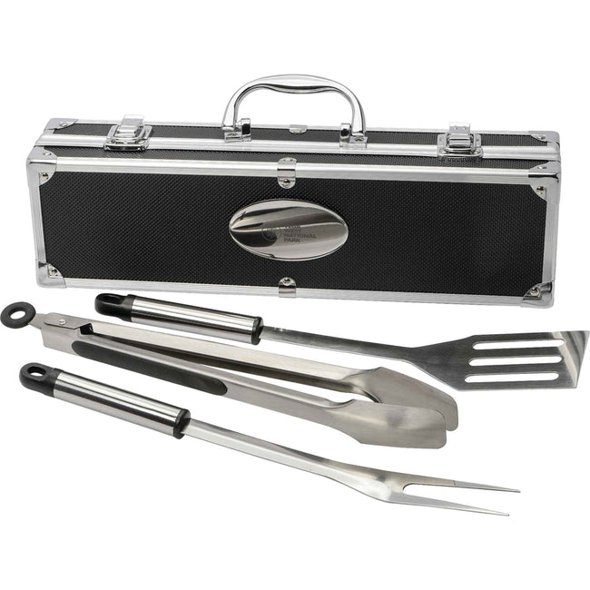 BBQ Tool Set in an Aluminum Case, 3 Pieces Laser Engraving