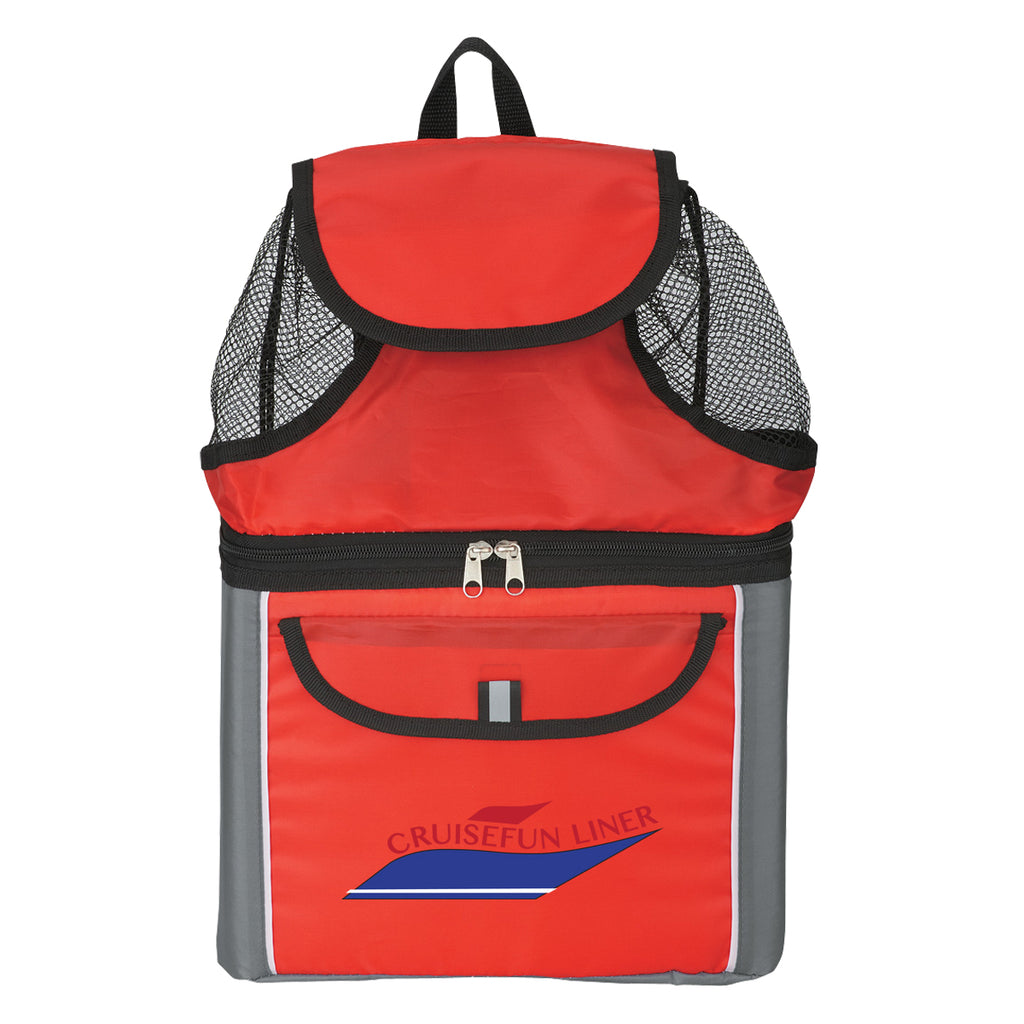 Beach Backpack with Built-In Cooler - Red - Colorbrite