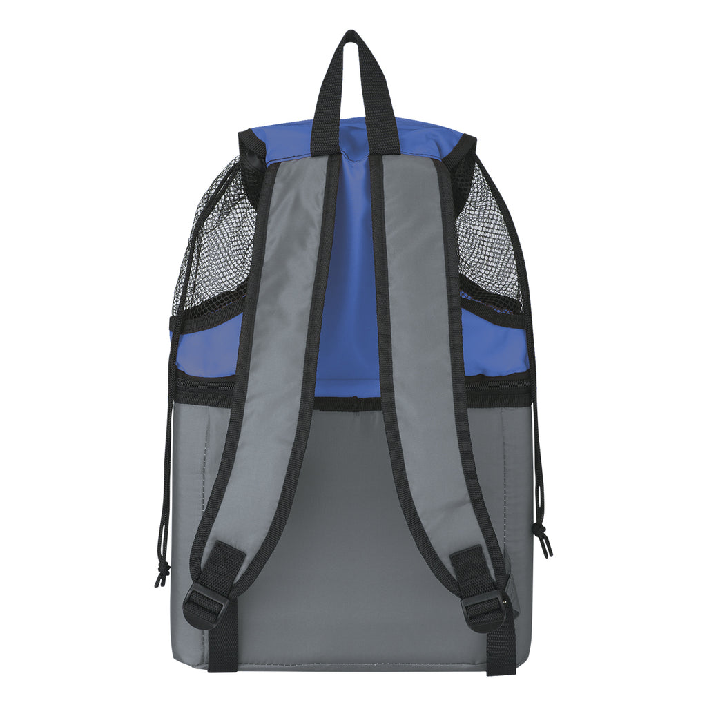 Beach Backpack with Built-In Cooler - Royal Blue - Back