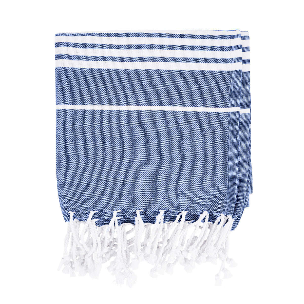 Beach Blanket with Tassel Fringe, Recycled - Blue - Front
