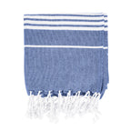 Beach Blanket with Tassel Fringe, Recycled - Blue - Front