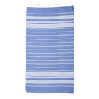 Beach Blanket with Tassel Fringe, Recycled - Blue - Open