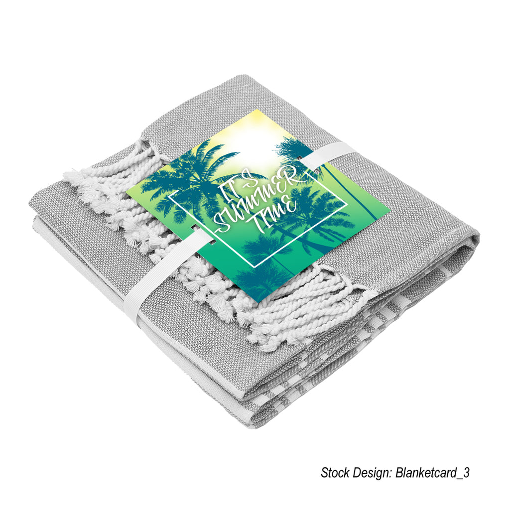 Beach Blanket with Tassel Fringe, Recycled - Gray - Card