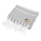 Beach Blanket with Tassel Fringe, Recycled - Gray - Embroidery