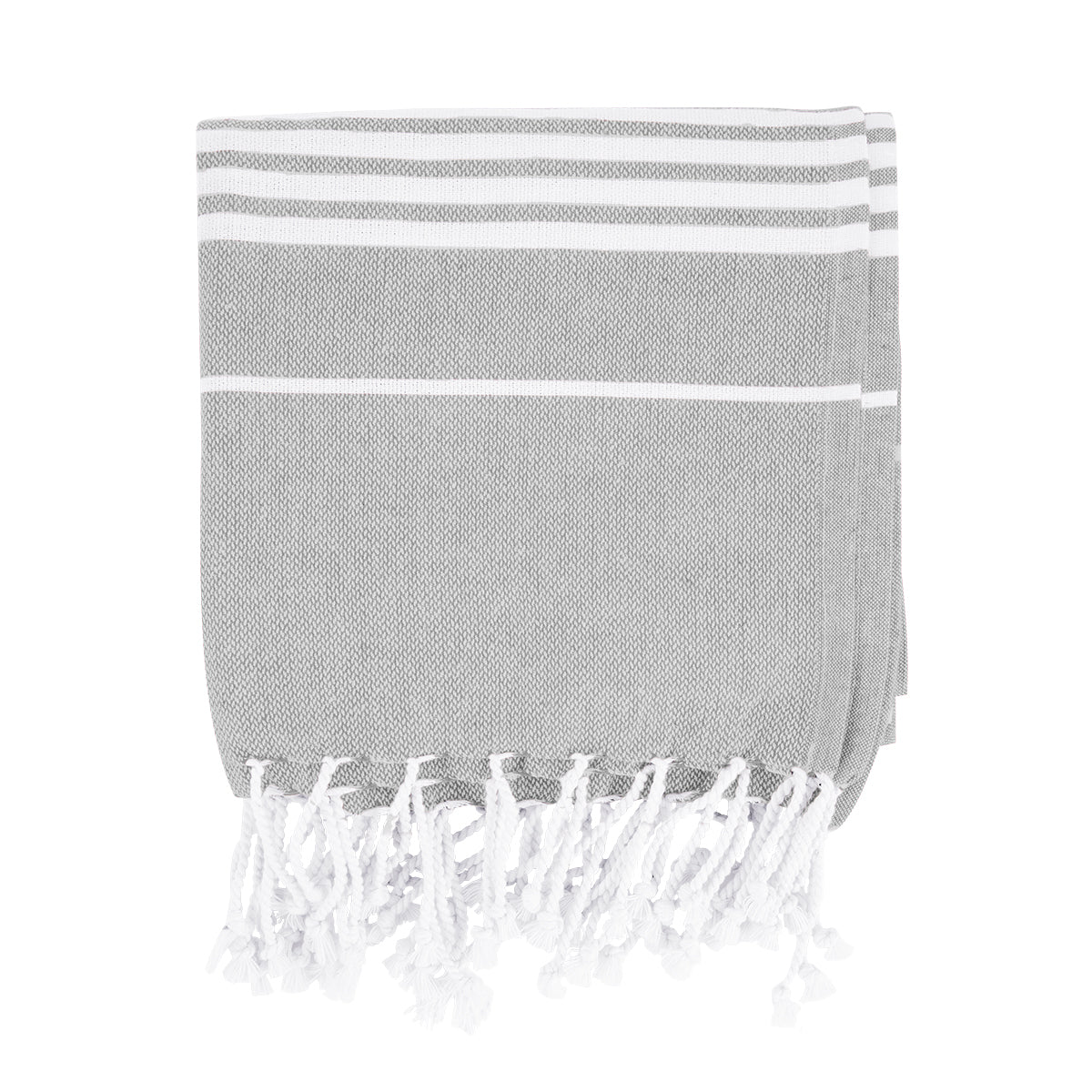 Beach Blanket with Tassel Fringe, Recycled - Gray - Front