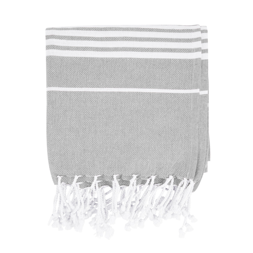 Beach Blanket with Tassel Fringe, Recycled - Gray - Front