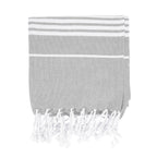 Beach Blanket with Tassel Fringe, Recycled - Gray - Front