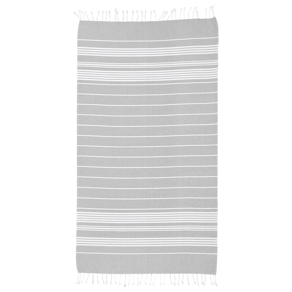 Beach Blanket with Tassel Fringe, Recycled - Gray - Open