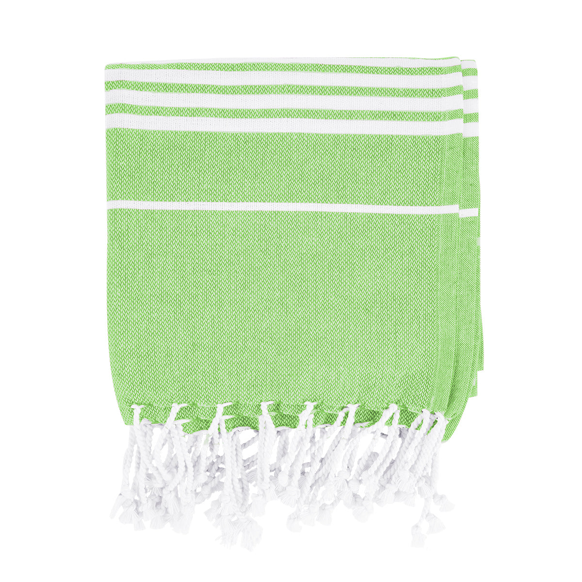 Beach Blanket with Tassel Fringe, Recycled - Lime Green - Front