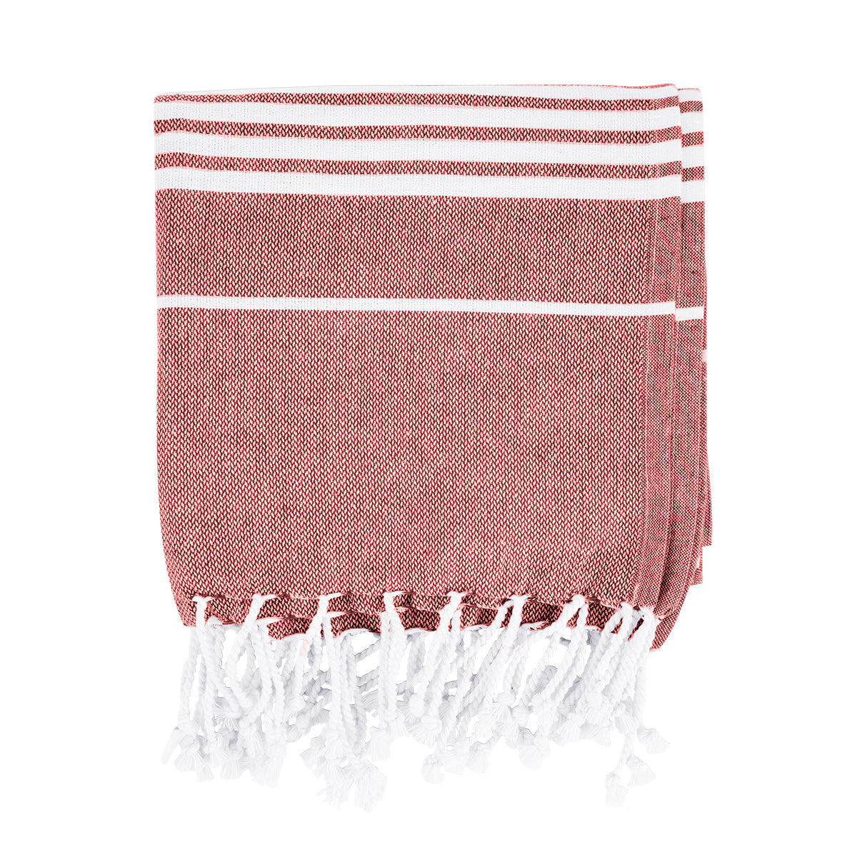 Beach Blanket with Tassel Fringe, Recycled - Red - Front