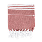 Beach Blanket with Tassel Fringe, Recycled - Red - Front