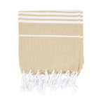 Beach Blanket with Tassel Fringe, Recycled - Tan - Front