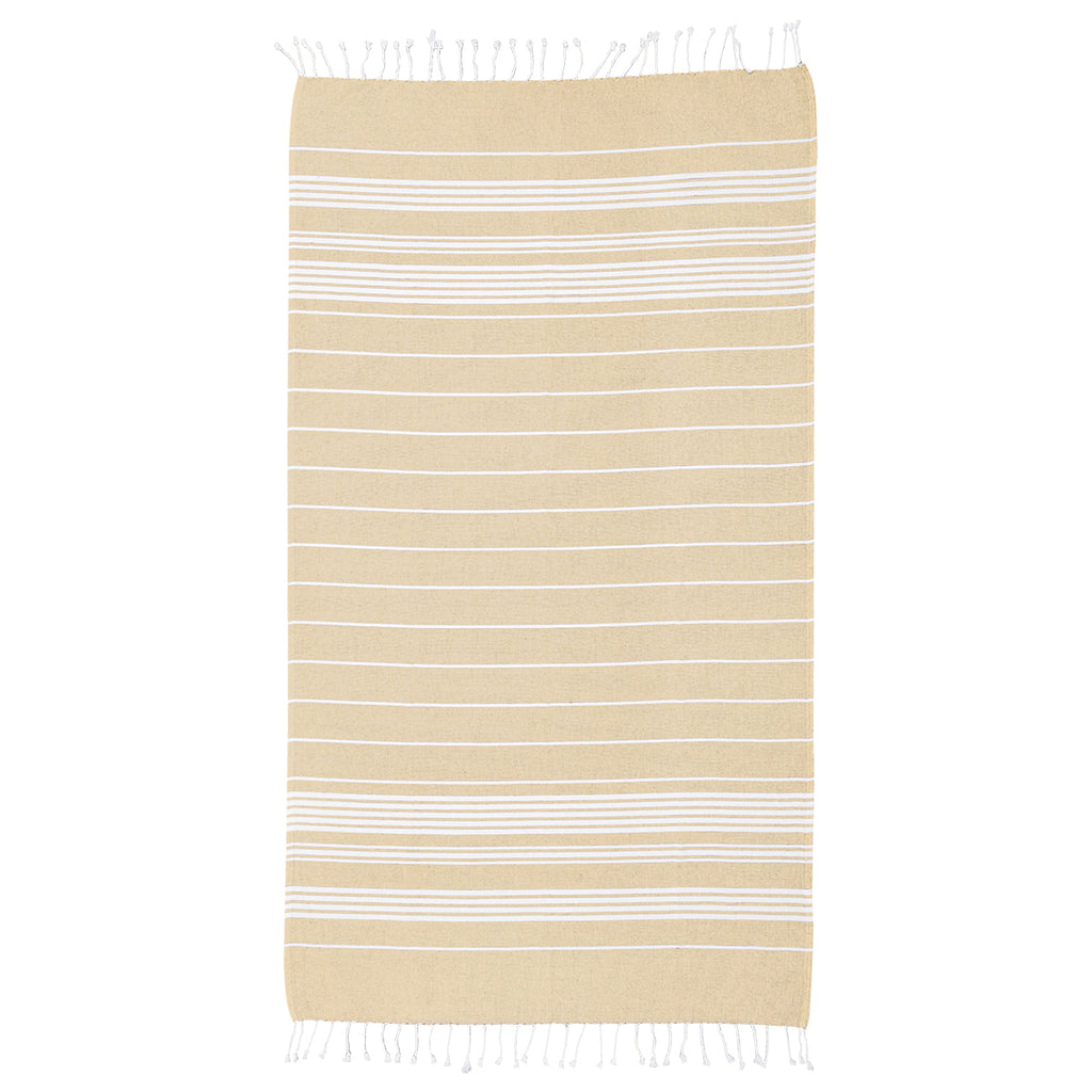 Beach Blanket with Tassel Fringe, Recycled - Tan - Open