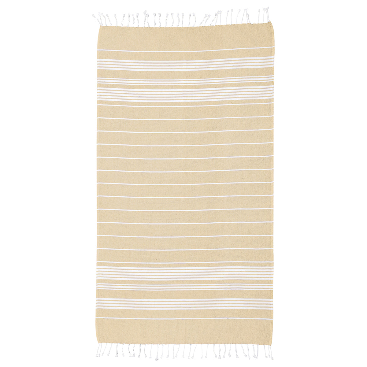 Beach Blanket with Tassel Fringe, Recycled - Tan - Open