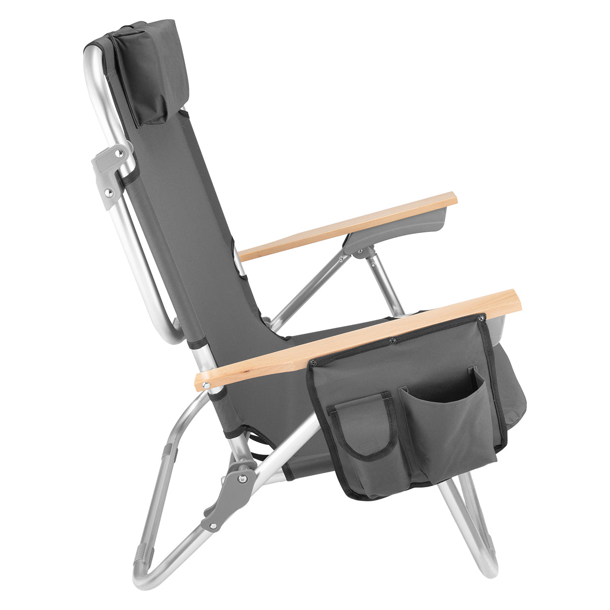 Beach Chair, Portable - Gray - Side