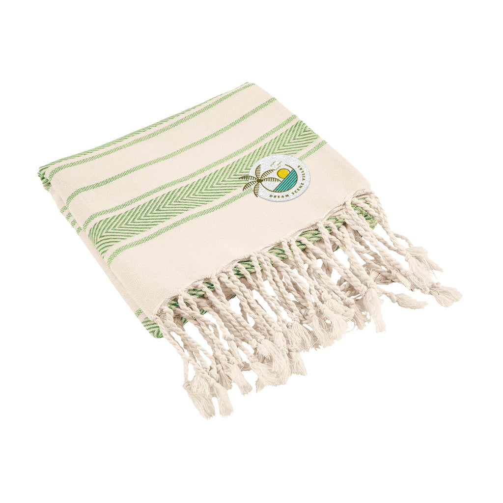 Beach Towel, Bungalow Style - Lime Green - Embroidery