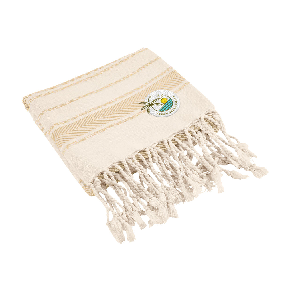 Beach Towel, Bungalow Style - Tan - Embroidery