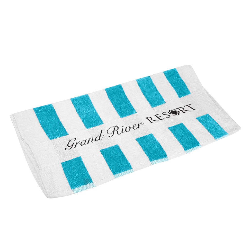 Beach Towel, Seaside Embroidery - Blue - Silk Screen
