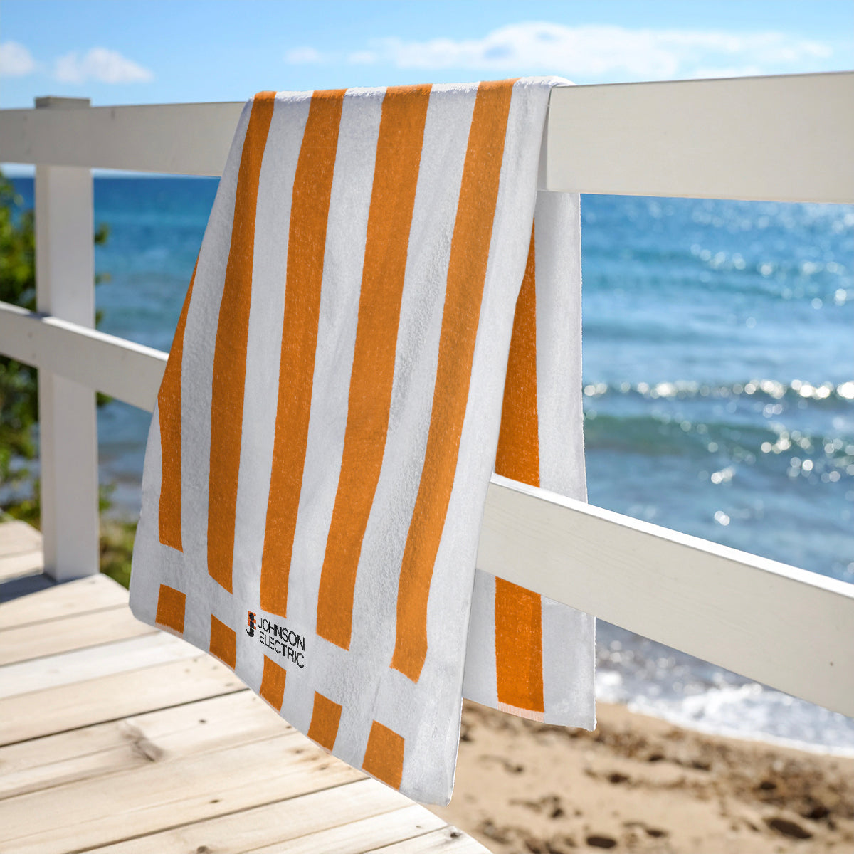 Beach Towel, Seaside - Orange - Embroidery