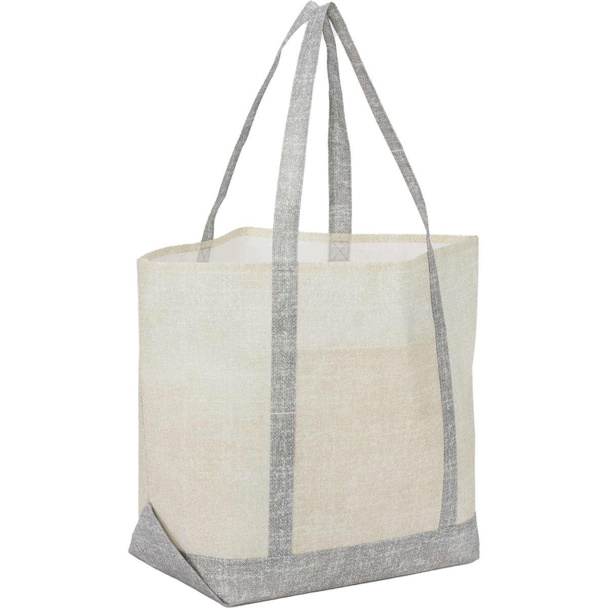 Beacon Recycled All Purpose Tote with Linen Look Full Color - Gray - Right Angle 2