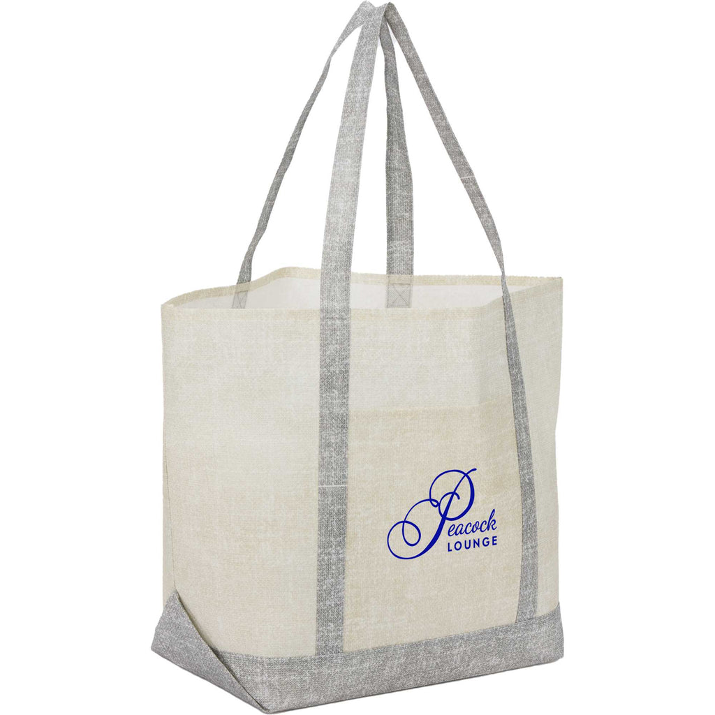 Beacon Recycled All Purpose Tote with Linen Look Full Color - Gray - Right Angle