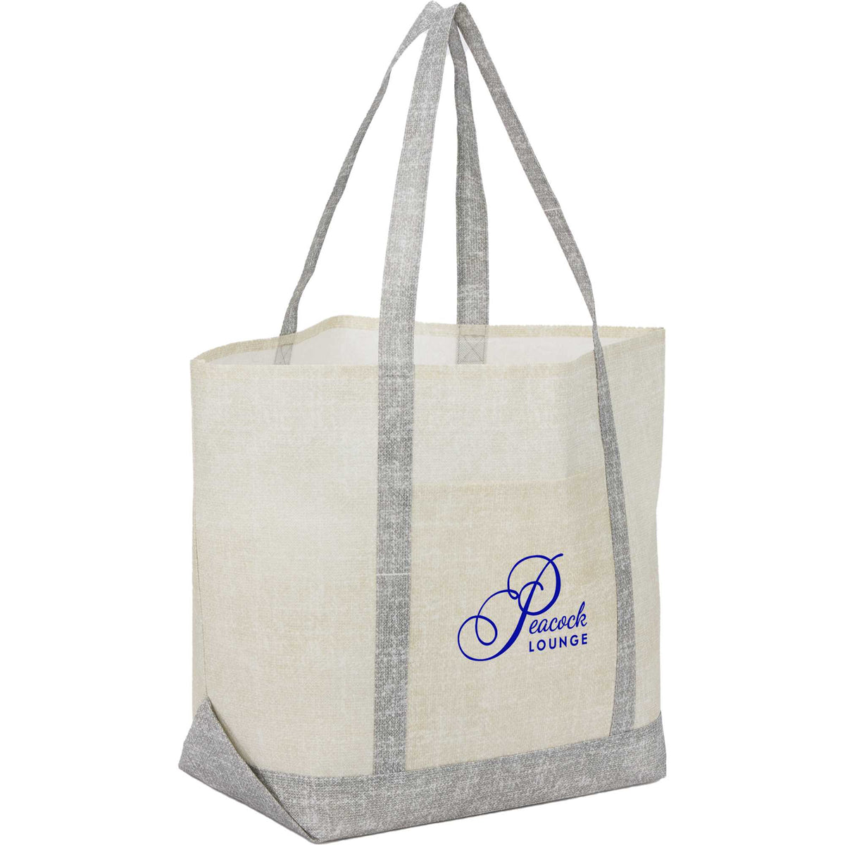 Beacon Recycled All Purpose Tote with Linen Look Full Color - Gray - Right Angle
