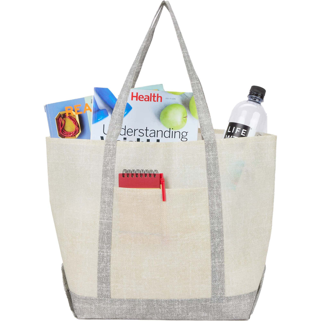 Beacon Recycled All Purpose Tote with Linen Look - Gray - Propped 2