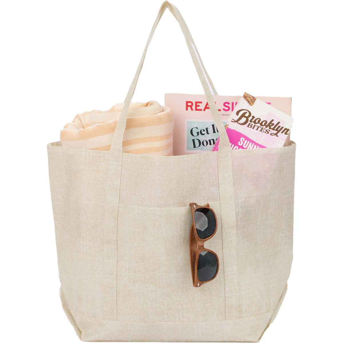 Beacon Recycled All Purpose Tote with Linen Look - Natural - Propped 2