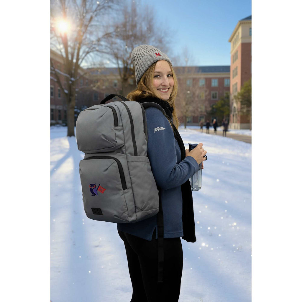 Beacon Ripstop Laptop Backpack in Recycled PET, 15 Inch - Gray - On Model