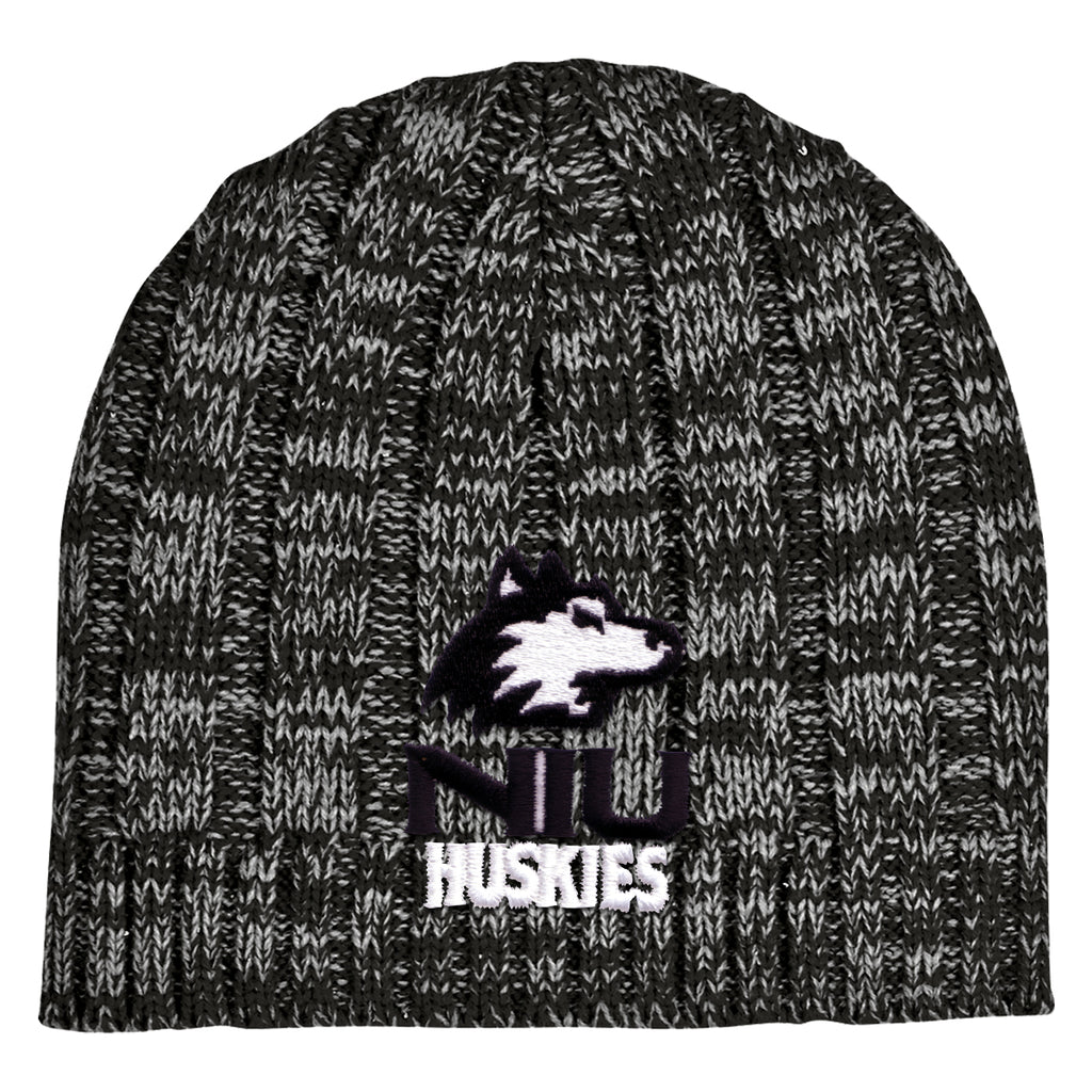 Beanie Cap in Knit - Black - Embroidery