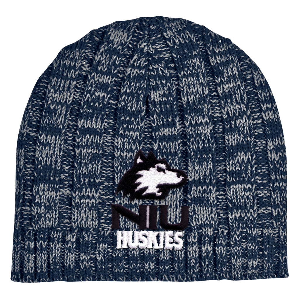 Beanie Cap in Knit - Navy - Embroidery