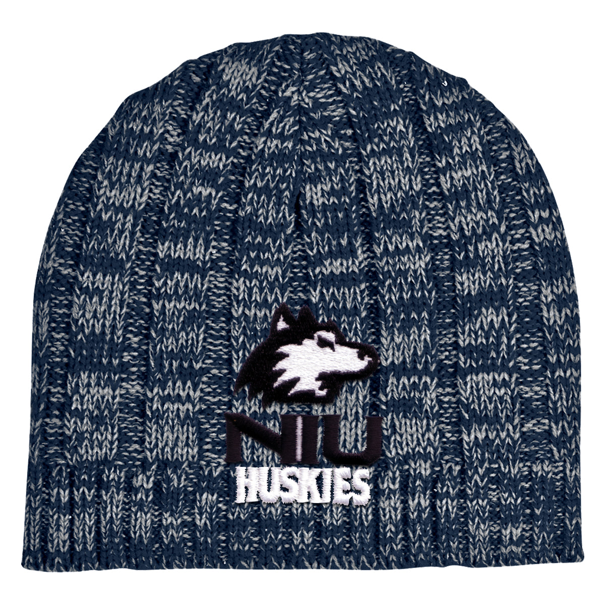 Beanie Cap in Knit - Navy - Embroidery
