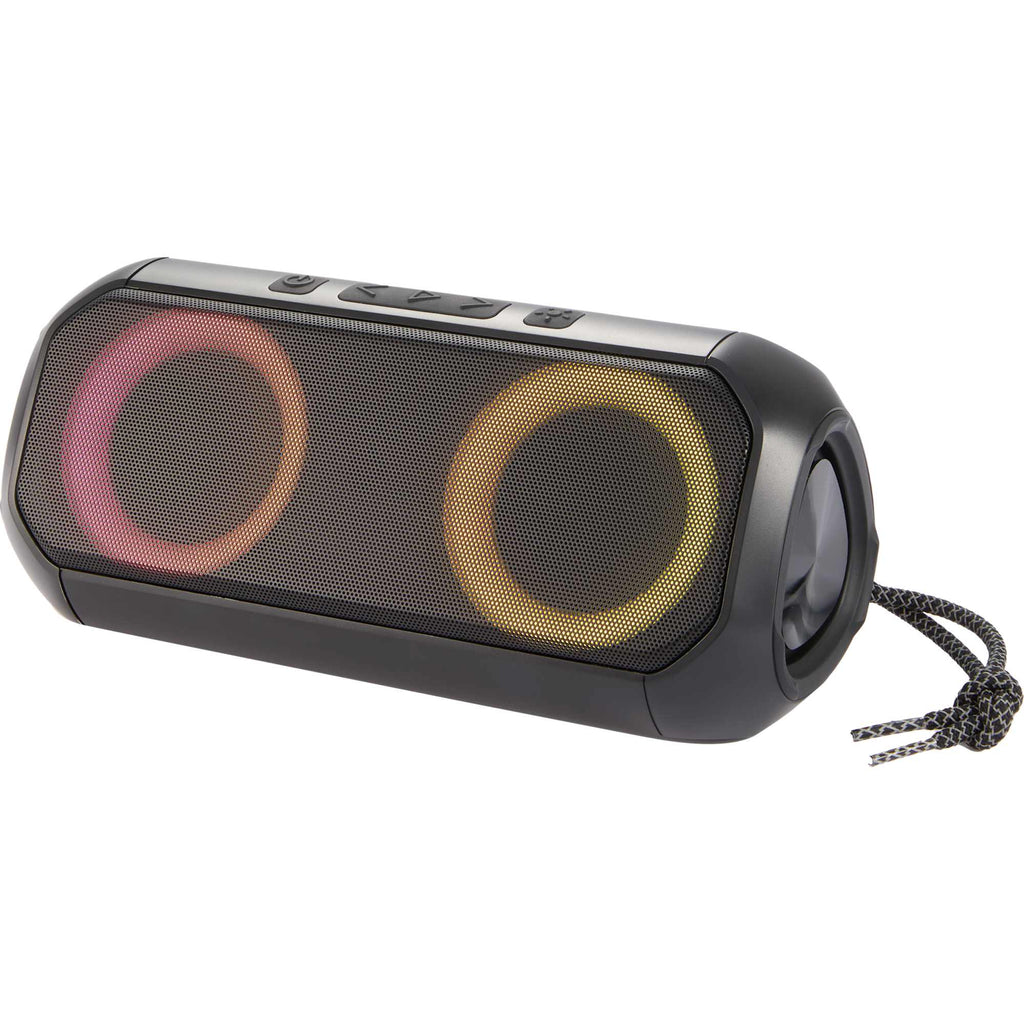 Beat Block Party Speaker with LED Lights, 20W Full Color - Black - Left Angle Light 3