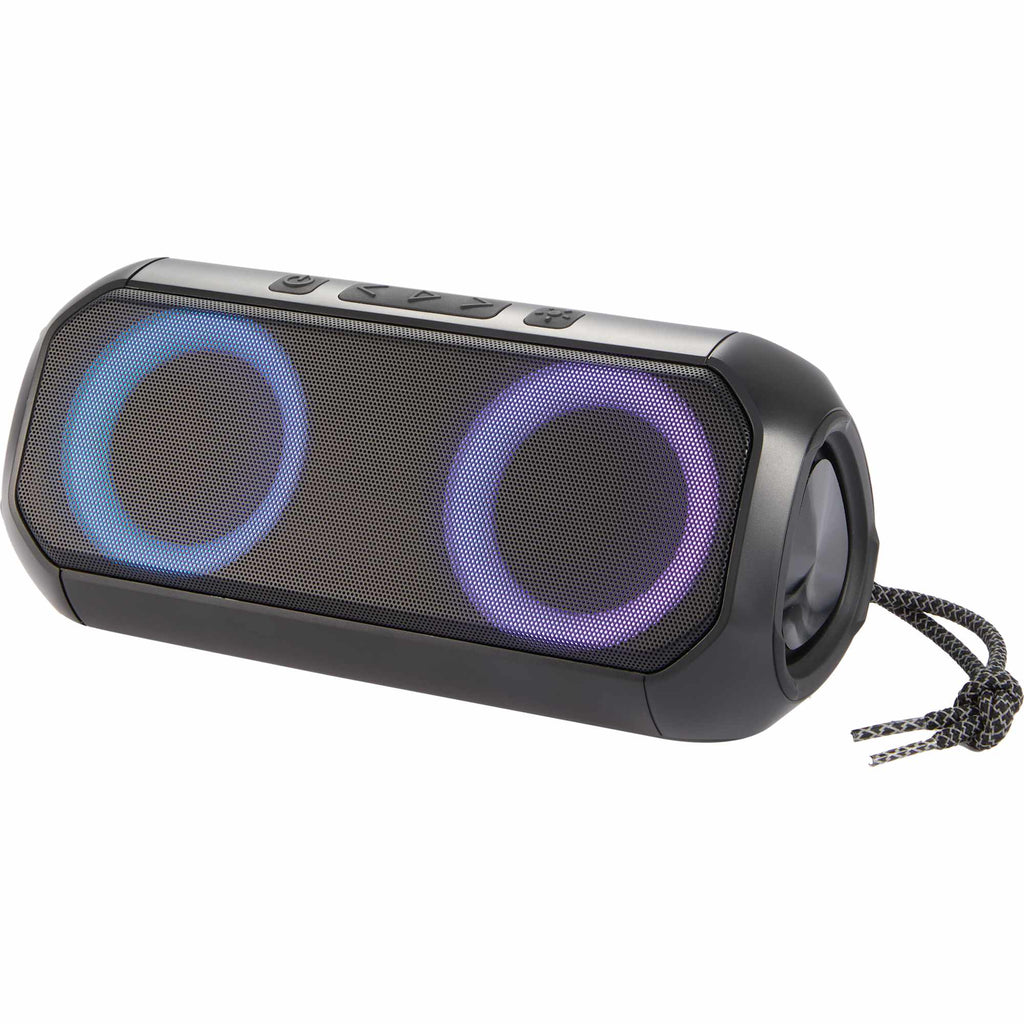 Beat Block Party Speaker with LED Lights, 20W Full Color - Black - Left Angle Light 4